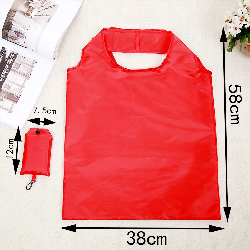 Eco-Friendly Foldable Polyester Shopping Bag – Reusable Portable Shoulder Tote for Travel & Grocery