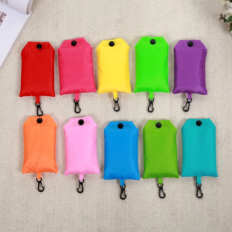 Eco-Friendly Foldable Polyester Shopping Bag – Reusable Portable Shoulder Tote for Travel & Grocery