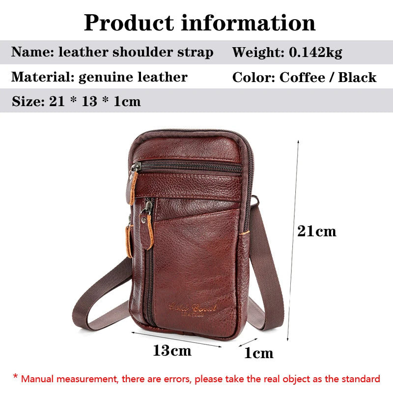 Men's Genuine Leather Belt Bag – Vintage Crossbody Waist Pack & Phone Pouch for Outdoor Use