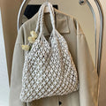 Women's Bohemian Straw Crochet Tote Bag – Raffia Woven Knit Shoulder Bag for Summer & Beach