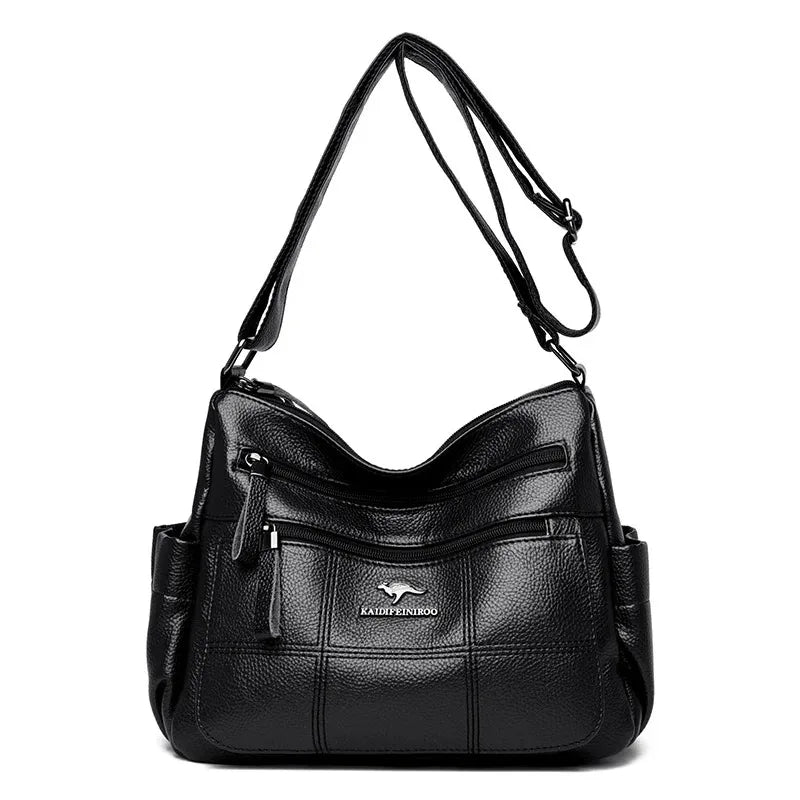 Women's Luxury Soft Split Leather Tote Bag – 3-Layer Large Capacity Shoulder & Crossbody Handbag