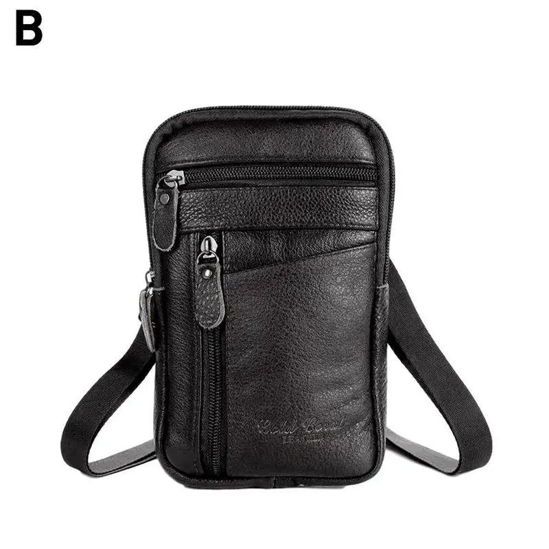Men's Patent Leather Saddle Waist Bag – Multifunctional Belt Clip, Crossbody & Shoulder Phone Bag