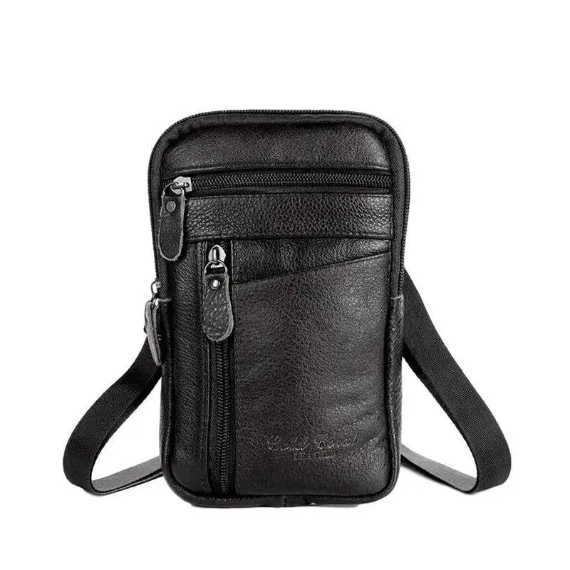 Men's Patent Leather Saddle Waist Bag – Multifunctional Belt Clip, Crossbody & Shoulder Phone Bag