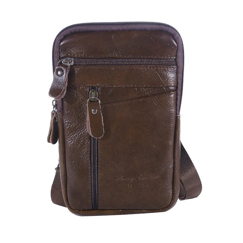 Men's PU Leather Waist & Phone Bag – Flap Crossbody Shoulder Bag for Outdoor Sport & Business