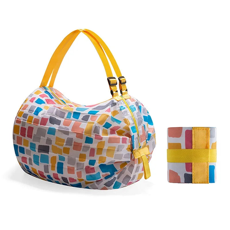 Large Capacity Foldable Nylon Shopping Bag – Portable Travel Camouflage Handbag with Handle