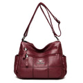Women's Luxury Soft Split Leather Tote Bag – 3-Layer Large Capacity Shoulder & Crossbody Handbag