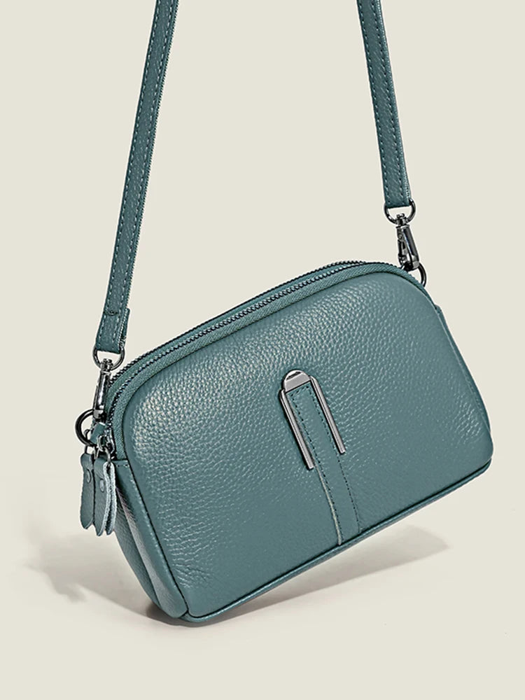 Women's Genuine Cow Leather Shoulder Bag – Luxury Flap Crossbody Clutch & Phone Bag