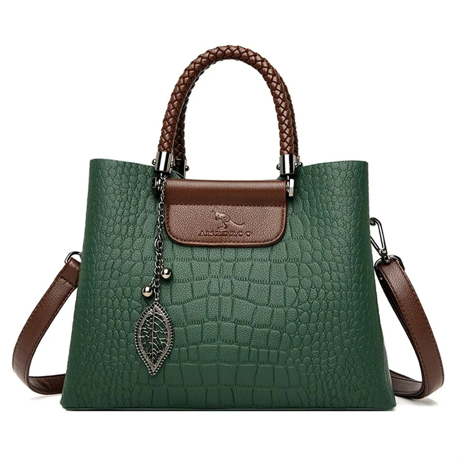 Women's Luxury Soft Split Leather Tote Bag – 3-Layer Large Capacity Shoulder & Crossbody Handbag