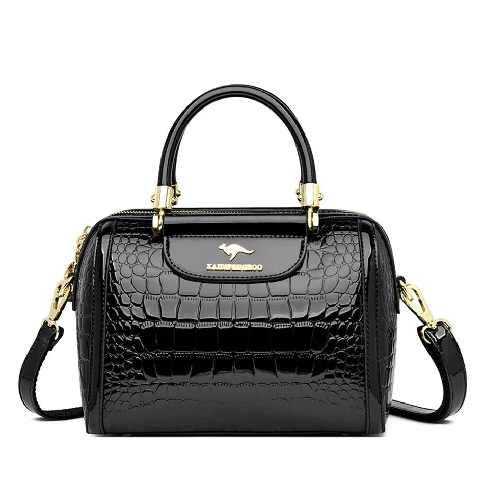 Women's Luxury Soft Split Leather Tote Bag – 3-Layer Large Capacity Shoulder & Crossbody Handbag