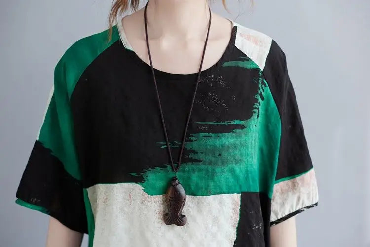 Jzah | Women's Retro Loose Cotton Linen T-Shirt — Summer 2026