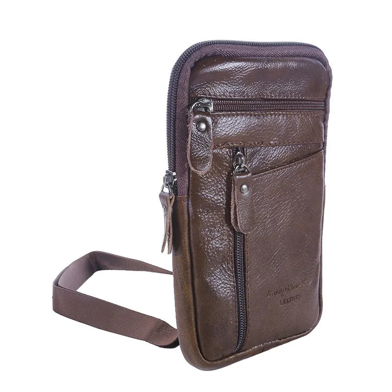 Men's PU Leather Waist & Phone Bag – Flap Crossbody Shoulder Bag for Outdoor Sport & Business