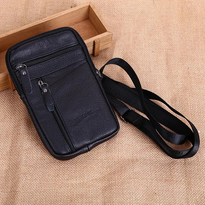 Men's PU Leather Waist & Phone Bag – Flap Crossbody Shoulder Bag for Outdoor Sport & Business