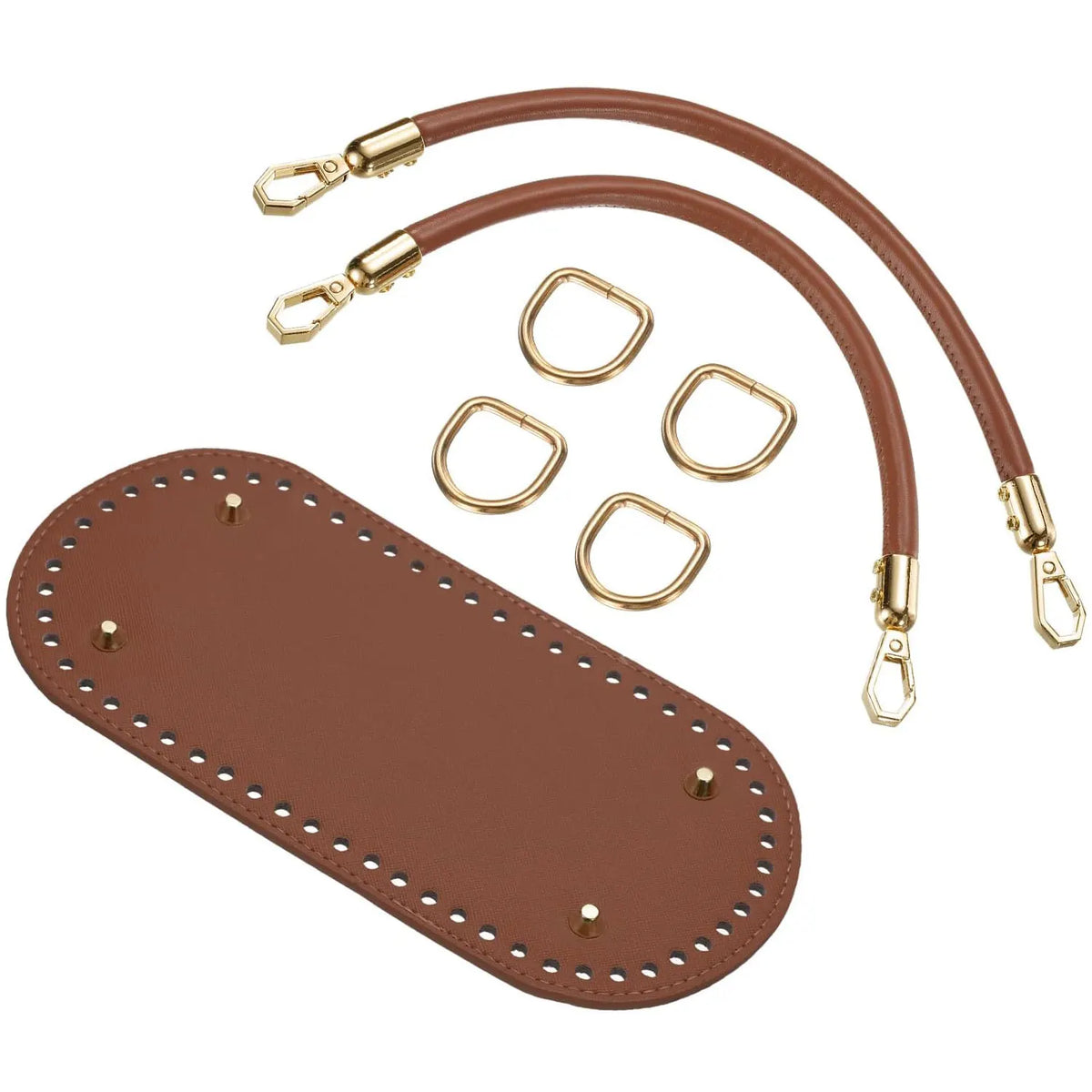 DIY Crochet Bag Making Kit – 8.7” x 4” Oval PU Leather Base with Handles & Buckles for Handmade Shoulder Bags