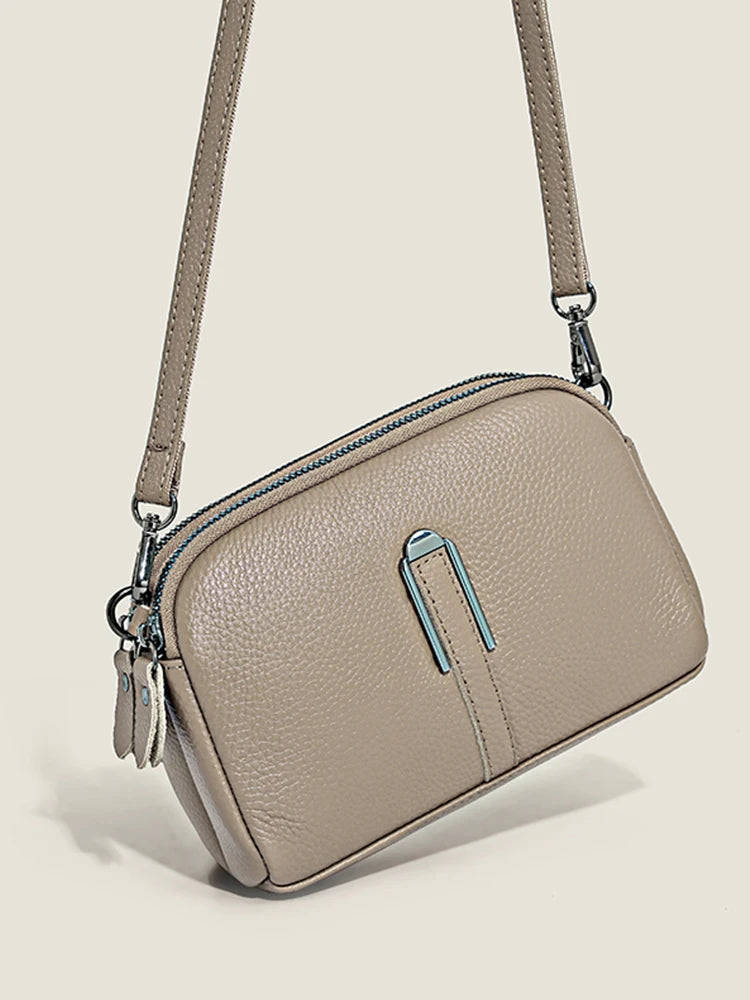 Women's Genuine Cow Leather Shoulder Bag – Luxury Flap Crossbody Clutch & Phone Bag