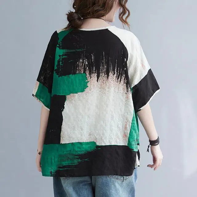 Jzah | Women's Retro Loose Cotton Linen T-Shirt — Summer 2026