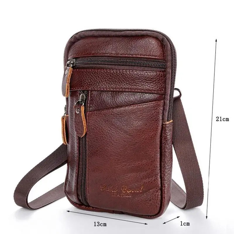 Men's Patent Leather Saddle Waist Bag – Multifunctional Belt Clip, Crossbody & Shoulder Phone Bag