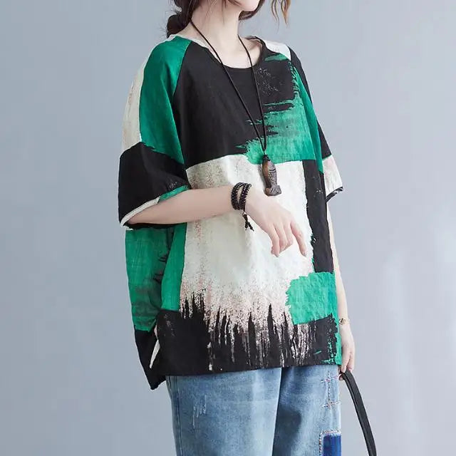 Jzah | Women's Retro Loose Cotton Linen T-Shirt — Summer 2026