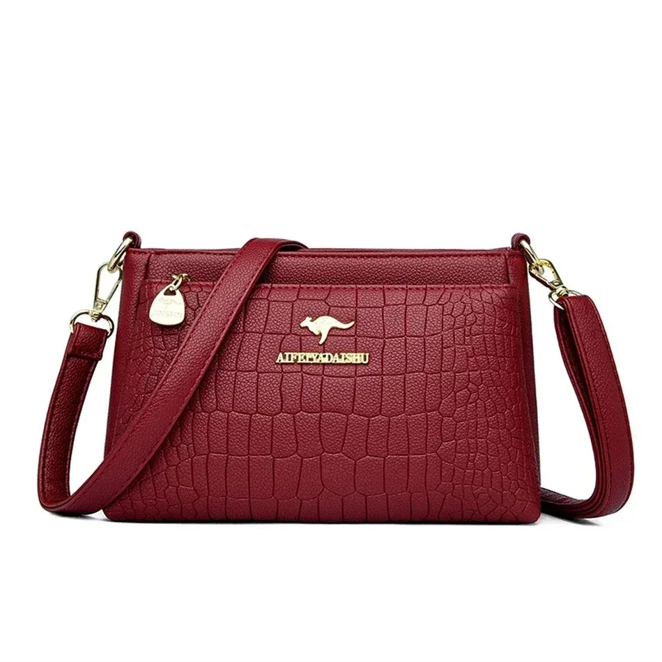 Women's Luxury Soft Split Leather Tote Bag – 3-Layer Large Capacity Shoulder & Crossbody Handbag