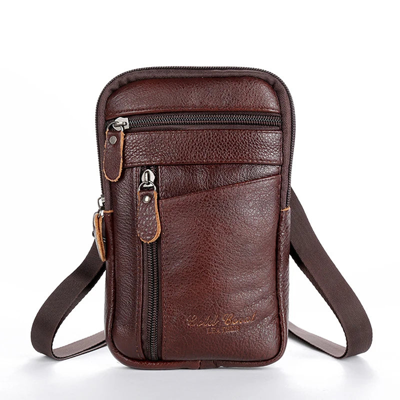 Men's PU Leather Waist & Phone Bag – Flap Crossbody Shoulder Bag for Outdoor Sport & Business