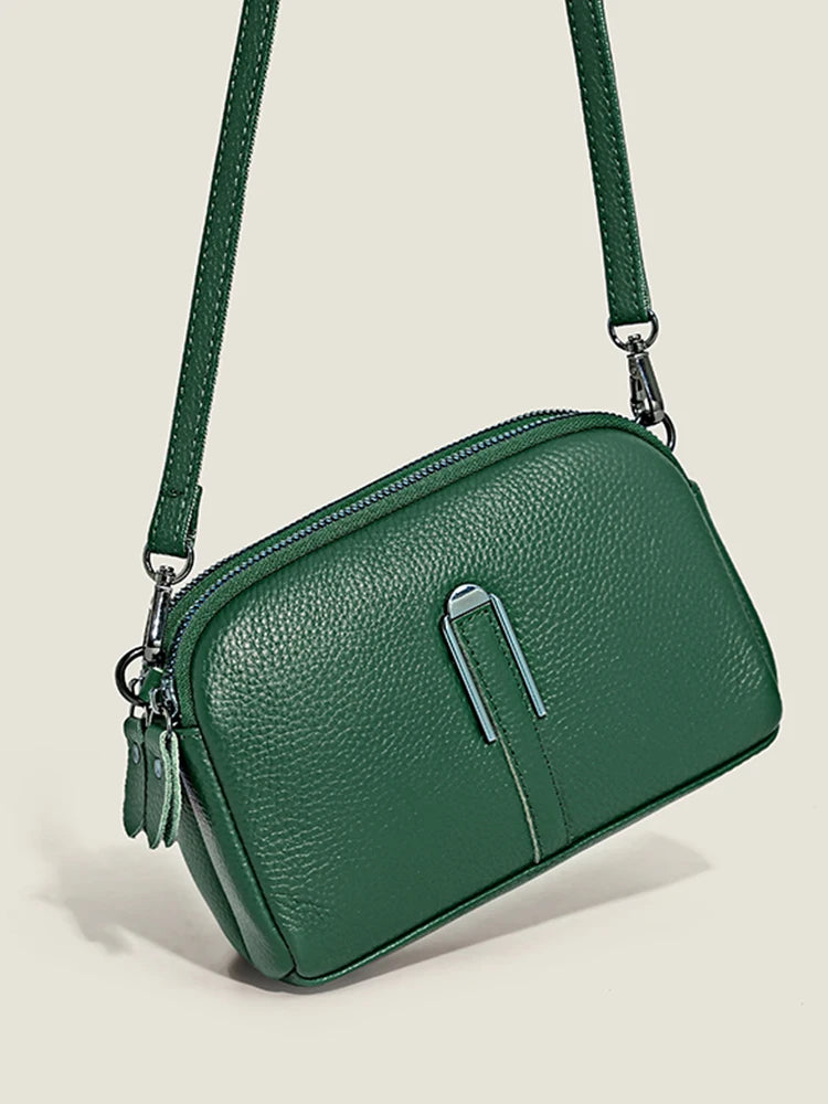 Women's Genuine Cow Leather Shoulder Bag – Luxury Flap Crossbody Clutch & Phone Bag