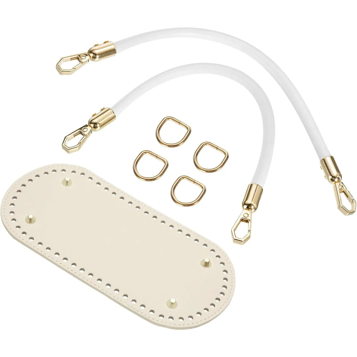 DIY Crochet Bag Making Kit – 8.7” x 4” Oval PU Leather Base with Handles & Buckles for Handmade Shoulder Bags