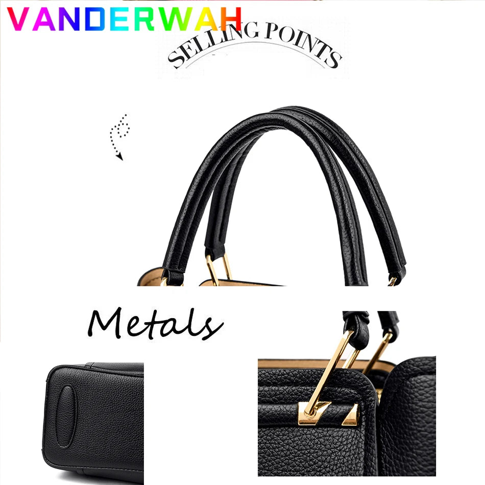 Women's Luxury Soft Split Leather Tote Bag – 3-Layer Large Capacity Shoulder & Crossbody Handbag