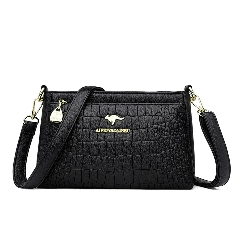 Women's Luxury Soft Split Leather Tote Bag – 3-Layer Large Capacity Shoulder & Crossbody Handbag