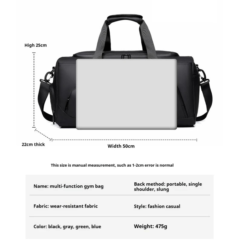 Large Capacity Sports Gym Duffel Bag – Multi-Compartment Travel Bag with Shoe Storage