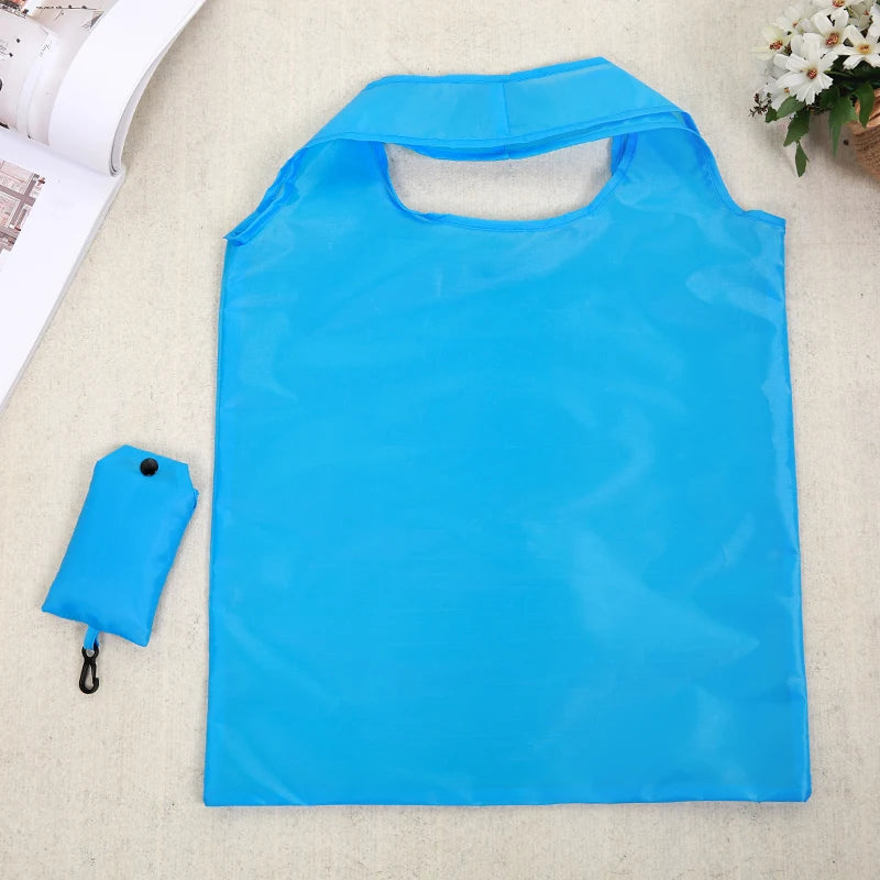 Eco-Friendly Foldable Polyester Shopping Bag – Reusable Portable Shoulder Tote for Travel & Grocery