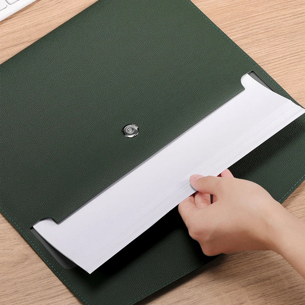 A4 PU Leather File & Document Bag – Waterproof Business Briefcase for Office, School & Teachers