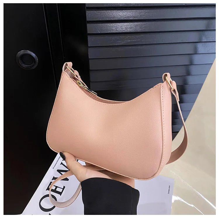 Women's PU Leather Baguette Shoulder Bag – Trendy Mini Crossbody Armpit Bag