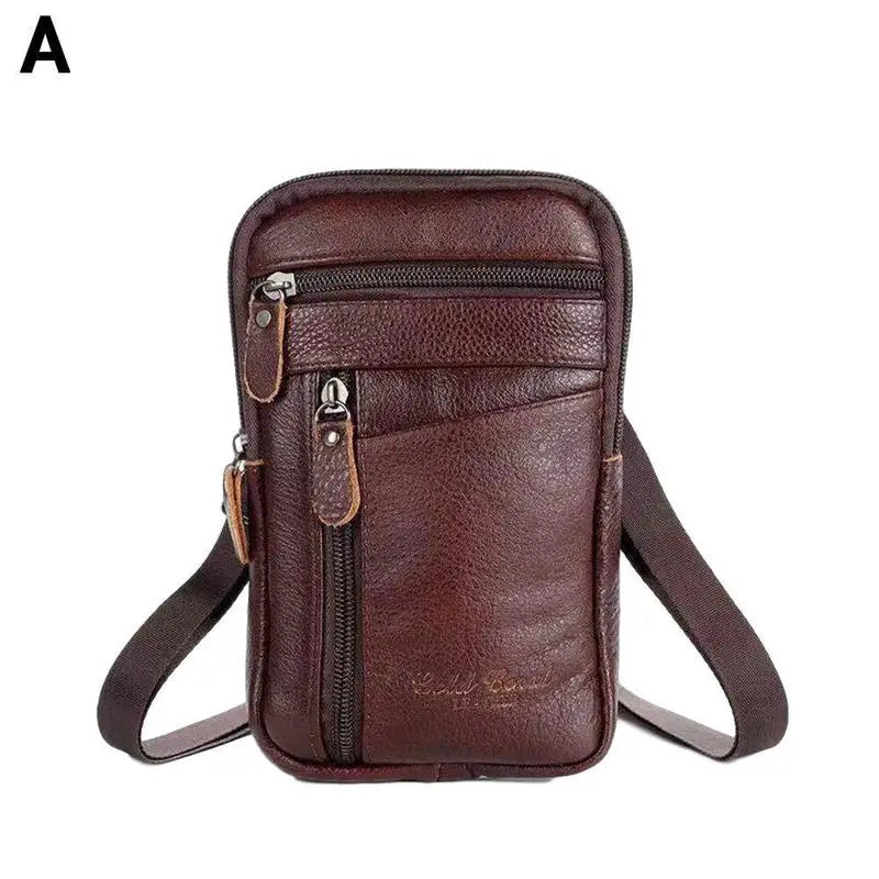 Men's Patent Leather Saddle Waist Bag – Multifunctional Belt Clip, Crossbody & Shoulder Phone Bag