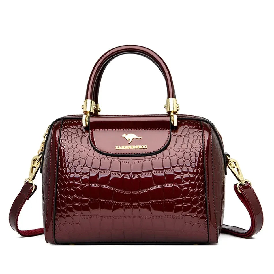 Women's Luxury Soft Split Leather Tote Bag – 3-Layer Large Capacity Shoulder & Crossbody Handbag