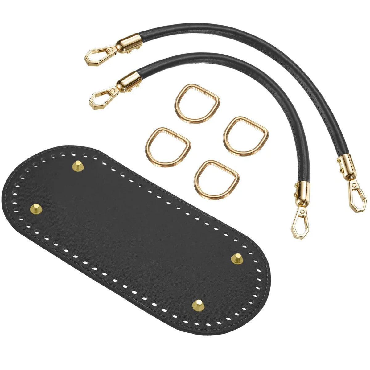DIY Crochet Bag Making Kit – 8.7” x 4” Oval PU Leather Base with Handles & Buckles for Handmade Shoulder Bags