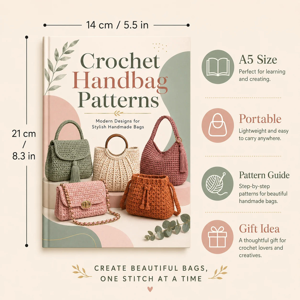Jzah Shop|Crochet Handbag Patterns Book – A5 Beginner’s Guide to Handmade Purse Designs & Craft Projects