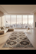Black & Beige Moroccan Geometric Star Carpet