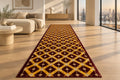 Jzah Shop | Maroon & Gold Diamond Trellis Carpet – Modern Geometric Design