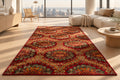 Jzah Shop | Red & Green Persian Floral Runner Carpet – Traditional Medallion Design
