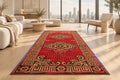 JzahShop | Red & Gold Greek Key Medallion Carpet – Classic Versace-Inspired Design