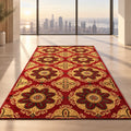 Jzah Shop | Red & Gold Large Floral Medallion Carpet – Suzani Sunflower Design