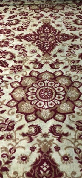 Ivory & Crimson Persian Floral Medallion Carpet