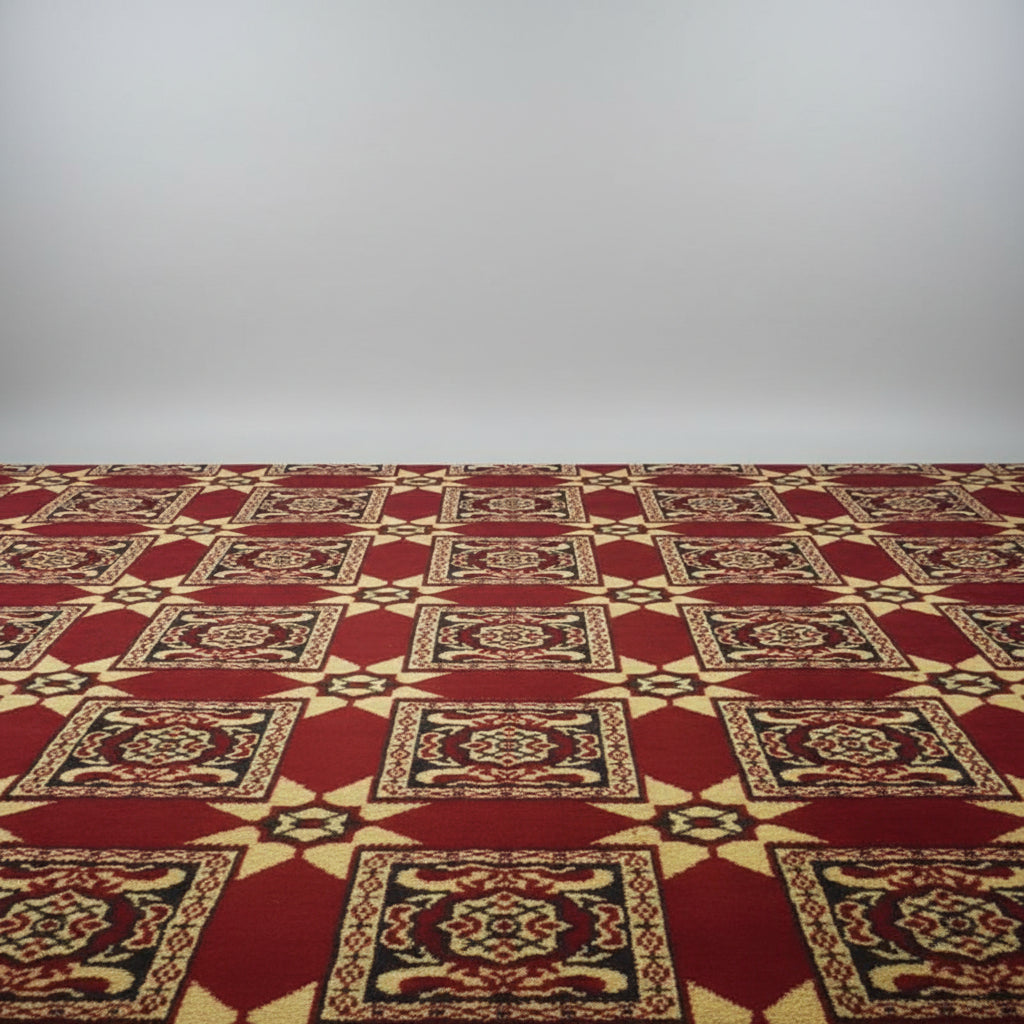 Jzah Shop|Red & Gold Traditional Geometric Floral Carpet