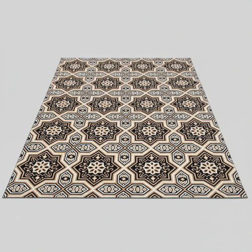 Black & Beige Moroccan Geometric Star Carpet
