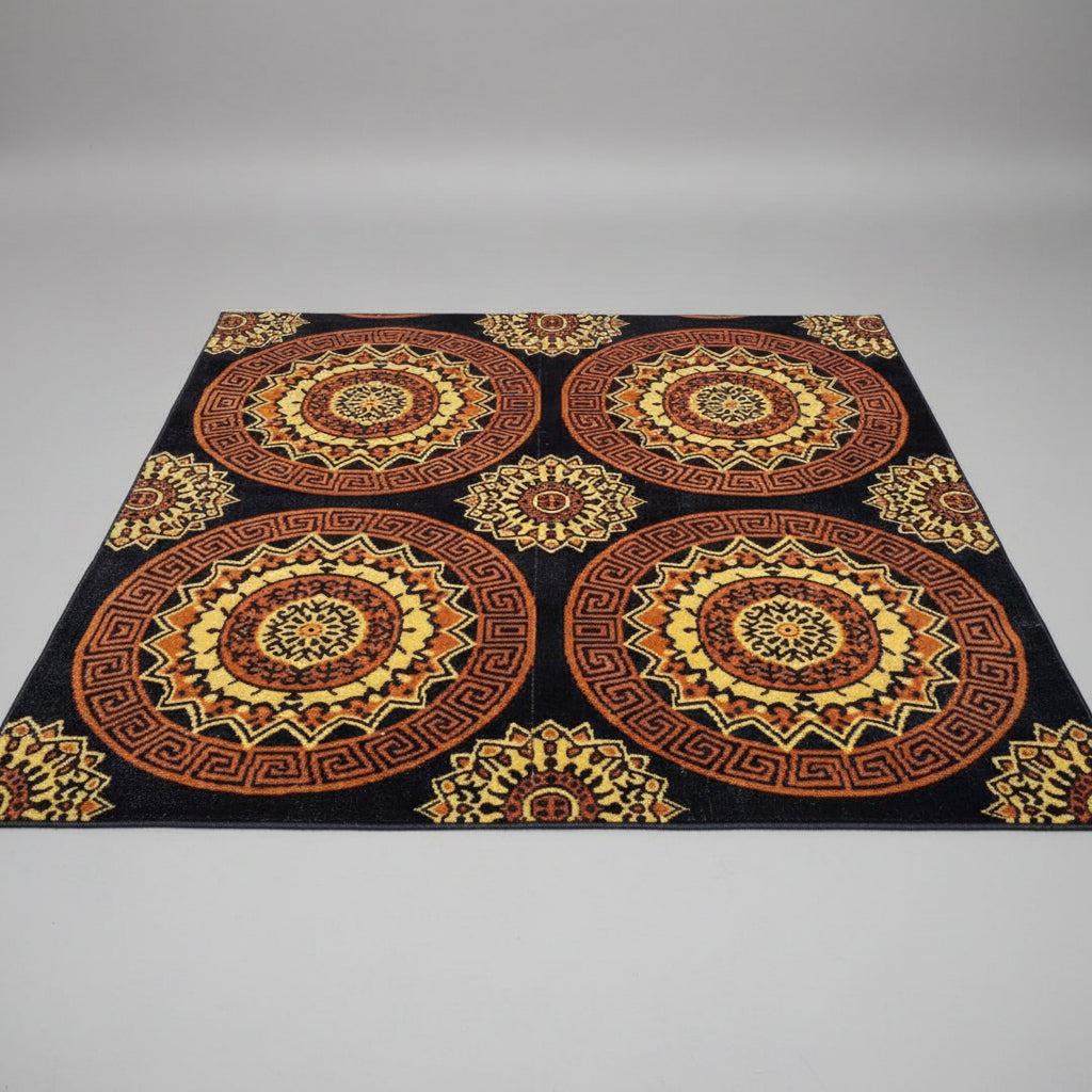 Vintage Medallion Bloom — Navy & Gold Turkish-Style Carpet