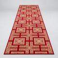 Jzah Shop | Red & Gold Luxury Runner Rug – Classic Geometric Medallion